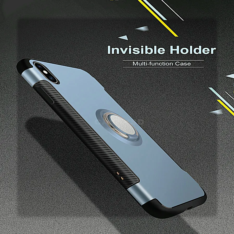 Personalised iphone xs max Shockproof Armor Stand Case With Holder Finger Ring Cover Cases For 7 8 X Plus SE Phone | Мобильные