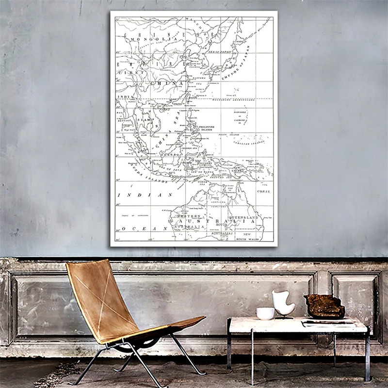 

Филиппинская Вертикальная винтажная карта нетканый фон ткань Юго-Восточной Азии офис украшение для дома настенный художественный плакат