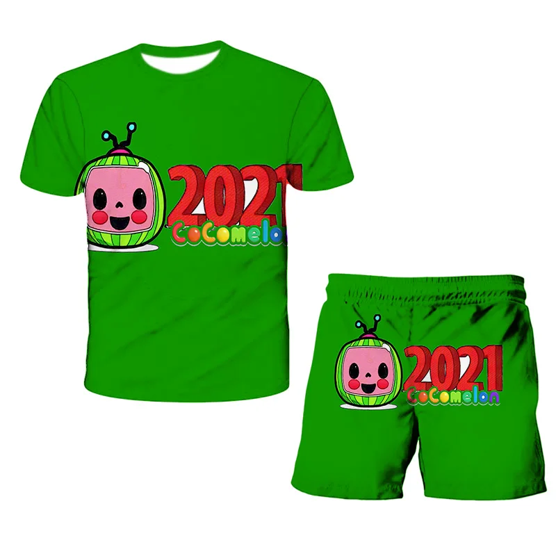 

Summer Children Sets T-shirt + Shorts Watermelon Cartoon Animation Boys 3D Printed Suit Kids Holiday Fashion Short Sleeve Suits