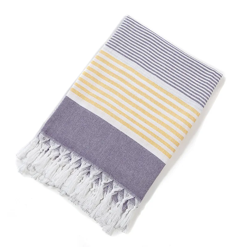 Toalla de borlas turcas para mujer y adulto, toallas de ba&ntilde;o a rayas, chal de Ba&ntilde;o de Hotel, tapiz costero con protector solar, 100x180cm-3