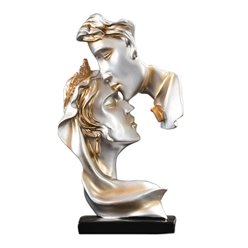

Kissing Couple Statue Desktop Ornament Home Decoration Resin Handicrafts Simple Design Sculpture Party Festival Decor