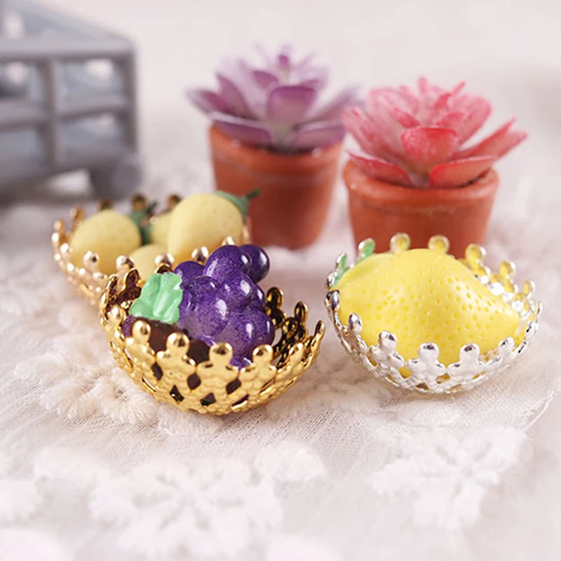 

3Pcs 1:12 Dollhouse Miniature Vegetable and fruits plate Tableware Kitchen Toys