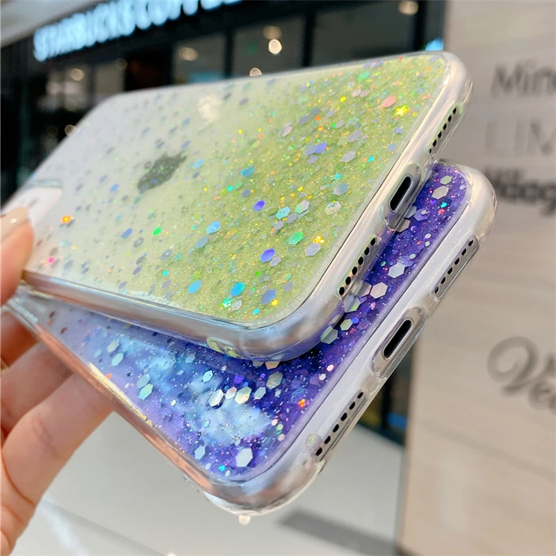 Освежающий цветной чехол с блестками для Samsung Galaxy A51 A71 A50 A70 A10 A20 S20 Plus Note 20 Ultra 8 9 10 S8