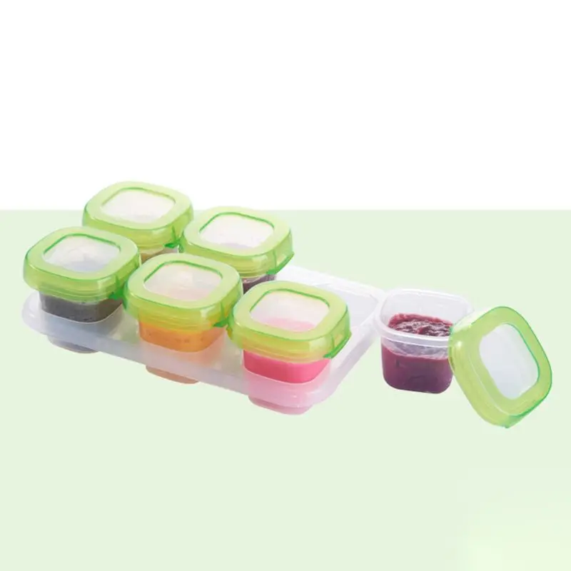

G2AD 6Pcs Baby Plastic Food Containers Freezer Storage Box Mini Weaning Freezing Case