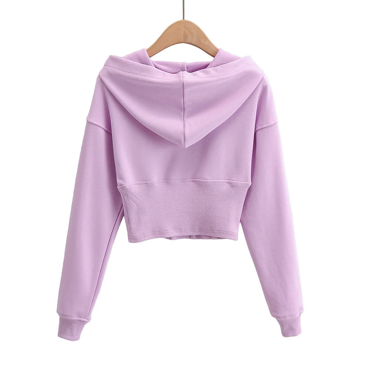 

2021 Autumn New Women's Wear European and American Wind Solid Color Repair Short Open Umbilical Cord Bundle Waist Hooded Hoodie