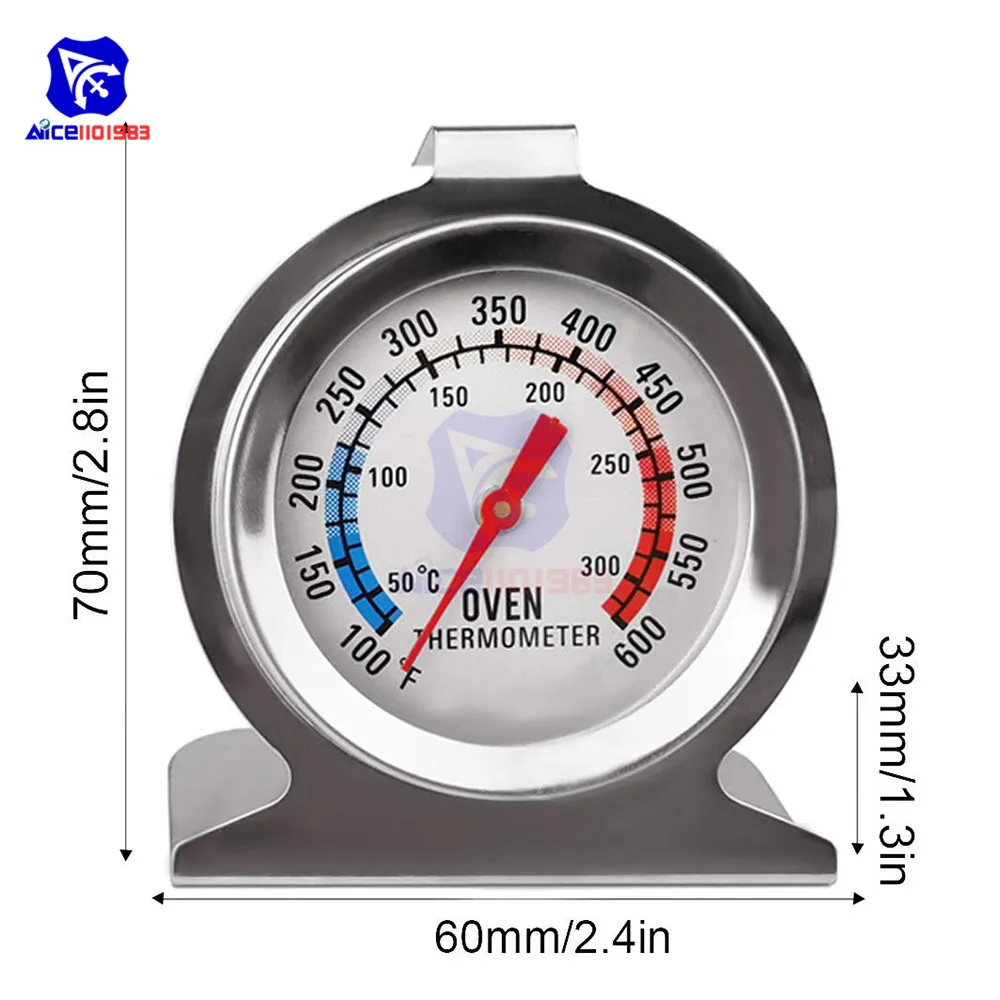 2-дюймовый термометр для духовки и гриля из нержавеющей стали 100 -600 °F / 50 -300 ℃ |