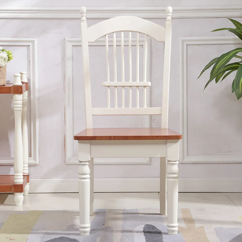 Обеденный стул из массива дерева средиземноморский белый со спинкой обеденный
