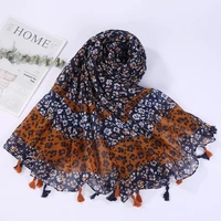 2021 fashion sexy leopard polka floral tassel viscose shawl scarf lady print soft wrap neck snood bufandas muslim hijab 18090cm