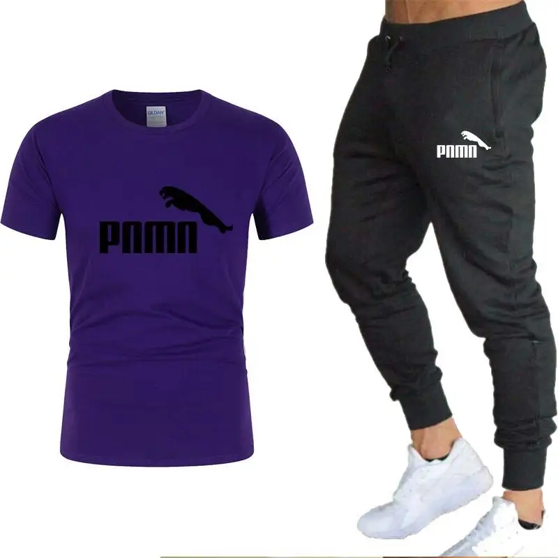 

2021 Hot Sale Summer T-Shirt Pants Suit Casual Brand Fitness Jogging Pants T-Shirt Hip Hop Fashion Pure Cottonmen's Sportswear
