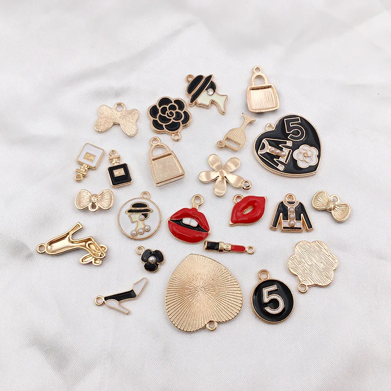Микс 23 шт./упак. женская обувь рот Эмаль Подвески золотой цвет DIY для изготовления