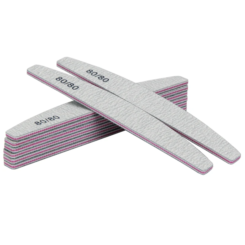 25Pcs/Lot Professional Nail File Grey Half Moon 80/80 Grit Sanding Buffer Thick Files For DIY Care Manicure Tools Salon | Красота и