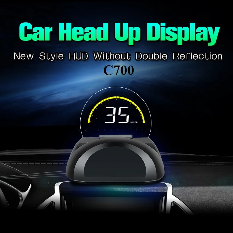 GPS Multi-functional HUD OBD2 RPM Trip Head Up Display Automobile Digital with Multi-Alarm Driving Fatigue C700 for All Cars
