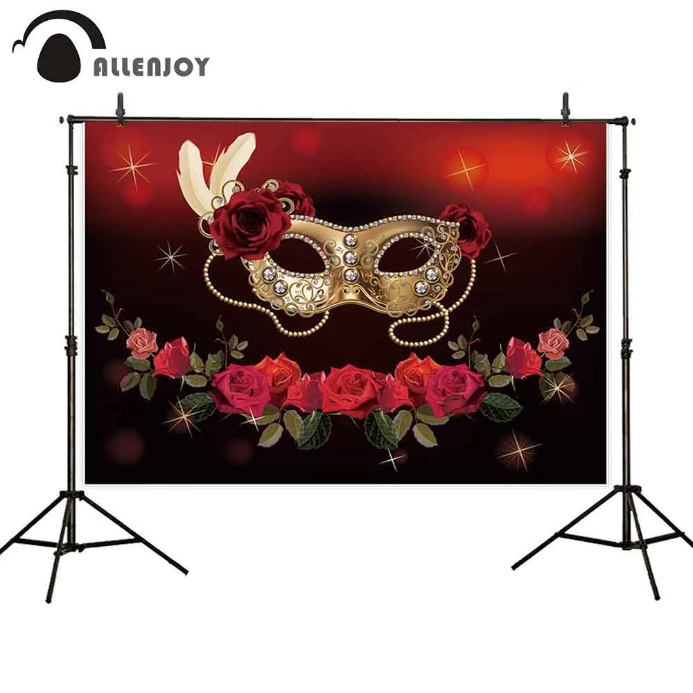 Allenjoy Carnival Party Banners Bead Curtain Red Rose Flower Dancing Event Photozone Decor Feather Celebrate Bakeh Backdrop | Дом и сад