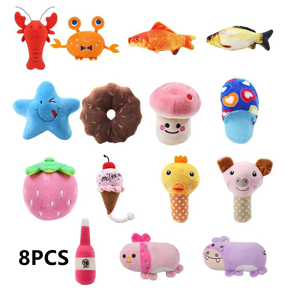 

8PCS/Lot Pet Plush Toys 40 Cute Designds Randomly Ship Pet Dog Cats Play Squeak Toys Vegetable Pet Supplies Juguetes Para Perro