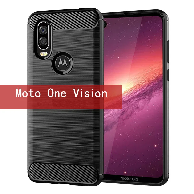 Drawing Pattern Moto One Vision Case Shockproof Soft Tpu Carbon Fiber Back Cover Cases For Motorola |