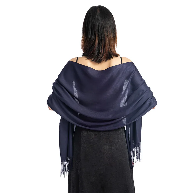 Женский шарф шаль женская тонкая вечерняя свадебная однотонная кисточка