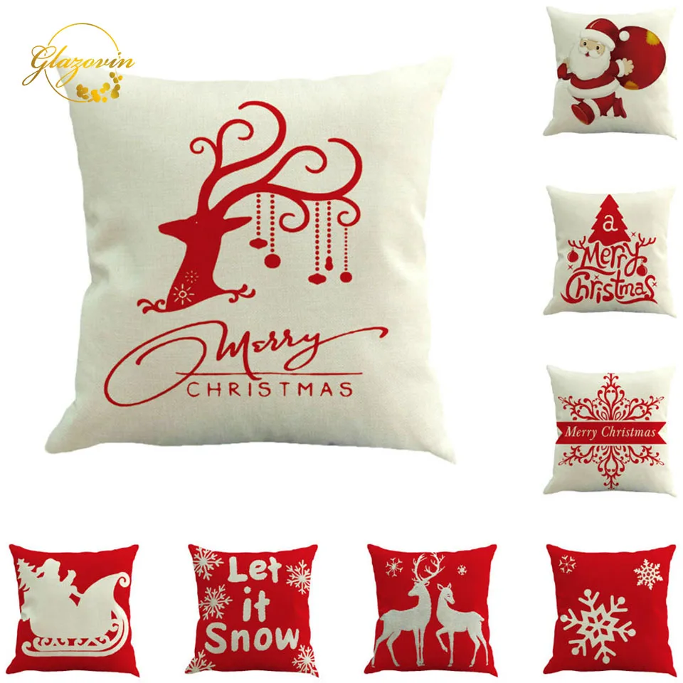 Рождественские украшения для дома Снежинка лось Санта Клаус наволочка веселое