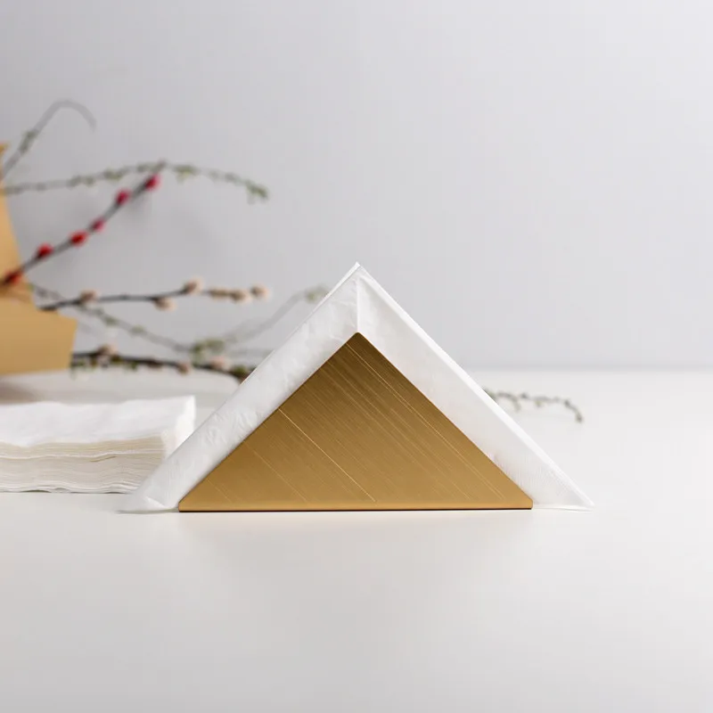 

Golden Seat Stainless Steel Triangle Napkin Holder Restaurant Hotel Countertop Table Decor Sheet Paper stand Tissue Boxes case