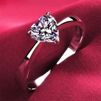 fashion simple 925 pure silver heart shaped diamond engagement wedding anniversary ring size 6 12