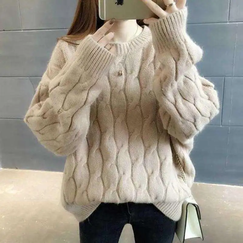 Модный свитер для женщин сезон осень-зима 2019 Модные свободные женские вязаные