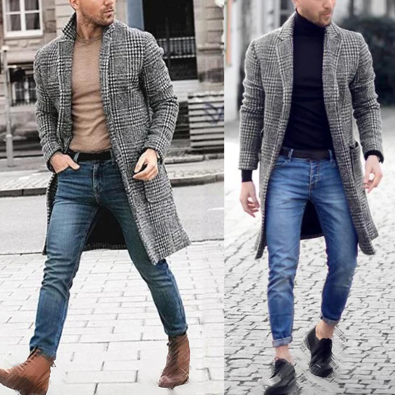 Мужские блейзеры Повседневная винтажная Ретро клетчатая куртка пальто с