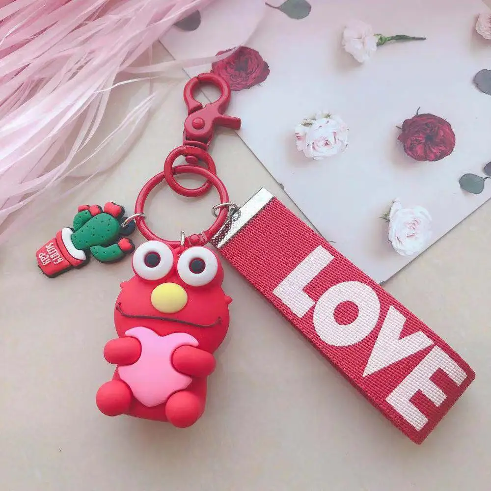 

Fashion Cartoon Frog Keychain with Fur Ball Couple Car Key Chain Backpack Hanging Key Ring Holder Gift Jewelry Acessory EH053