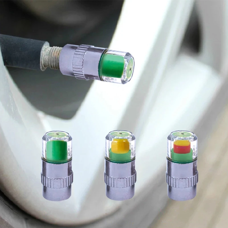 

4pc Car Auto Valve Caps Pressure Indicator Wheel Tires Valves Tyre Stem