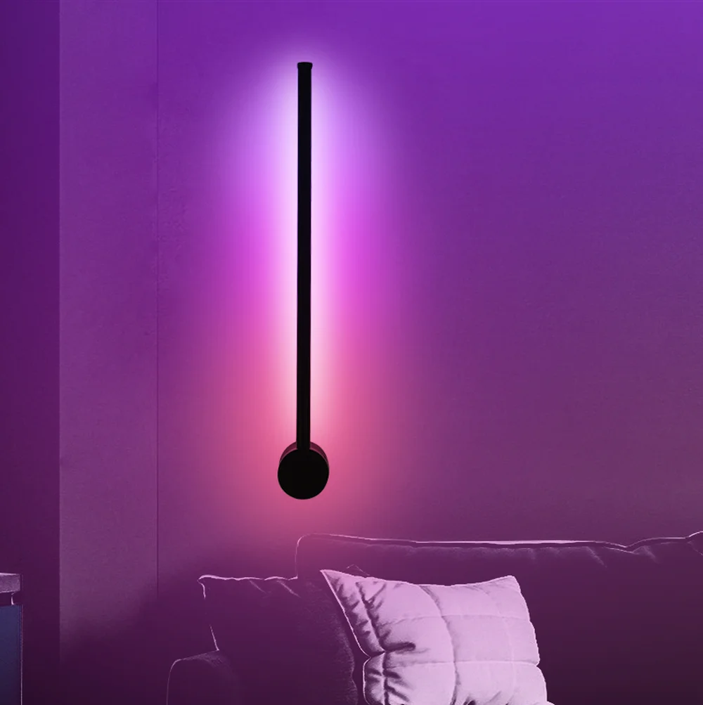 

Modern iron black led aluminum bedroom remote control RGB wall light can be rotated to support mobile phone APP dimming
