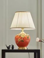 american bedroom bedside lamp living room sofa a few wedding chinese light luxury enamel color all copper ceramic table lamp