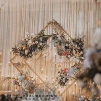 metal wedding arch stand geometric gold flower frame floral background decoration balloon arch kit diamond backdrop stand