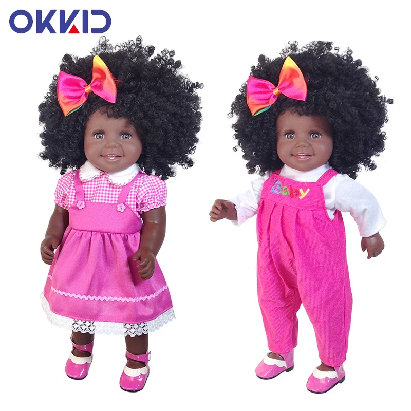 OKKID 18 дюймов 45 см Reborn Africa черная девочка детские куклы игрушки силиконовый винил