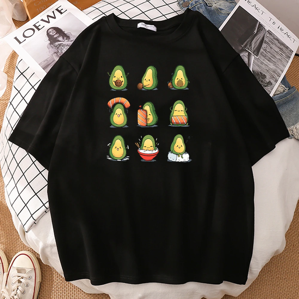 

Mens T-Shirt Comfortable Fashion Cartoon Cute Avocado Printing Tshirt Vintage Crewneck Sportwear Oversized Soft T Shirt Man'S