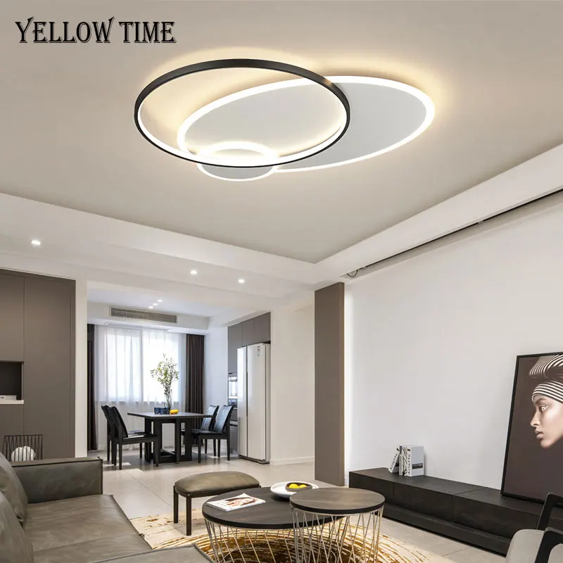 Home Light Modern Led Chandeliers For Living room Bedroom Dining room Kitchen Black&Gold Surface Mount Ceiling Chandelier Lamps
