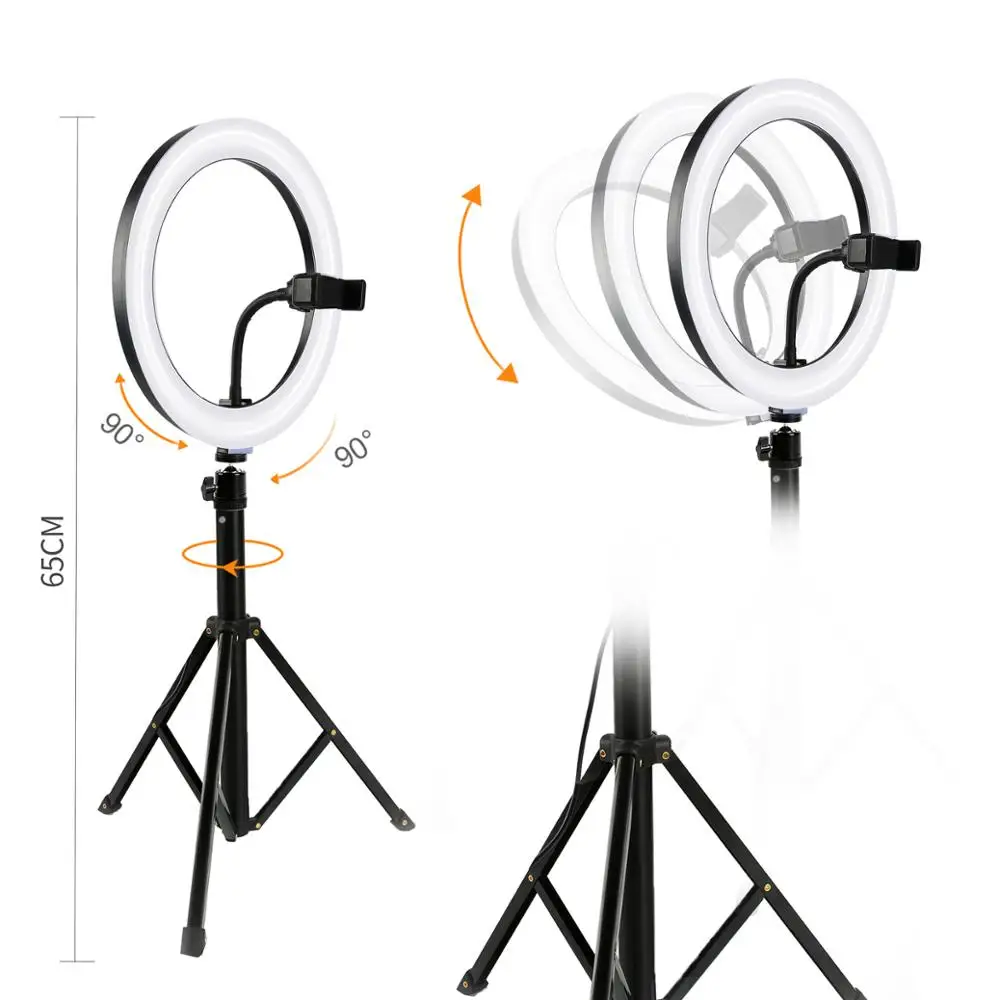 Cena Telefon LED Selfie Lampa Pierścieniowa 26cm Statyw Ringlight Z Wysuwanym Stojakiem 130cm Oświetlenie Do Fotografii Do Makijażu Na żywo Lampa Wideo Youtube
