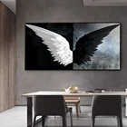 Черно-белые крылья Ангела Абстрактная живопись минималистский декор плакат гостиная Картина на холсте для спальни декоративная живопись