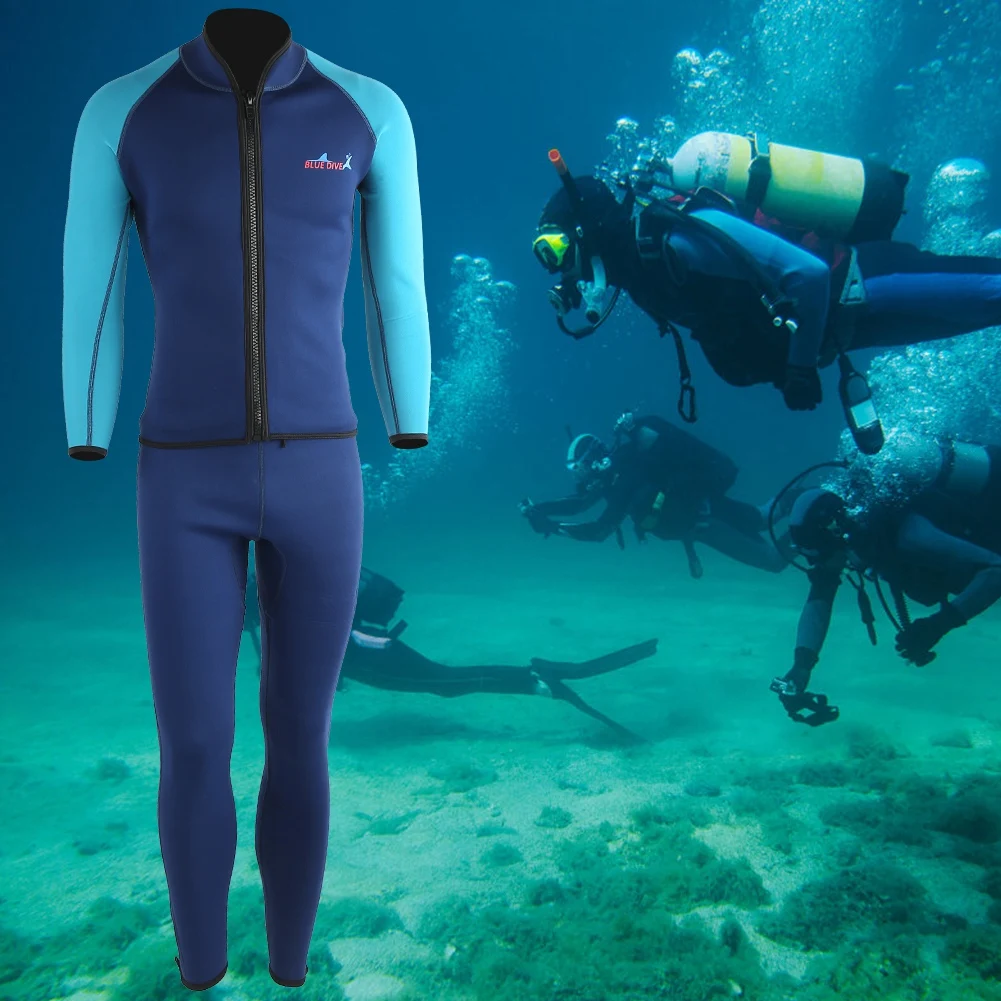 

100% новый и высококачественный 2 мм взрослый двухкомпонентный гидрокостюм сохраняющий тепло аксессуар для дайвинга подводного плавания сер...