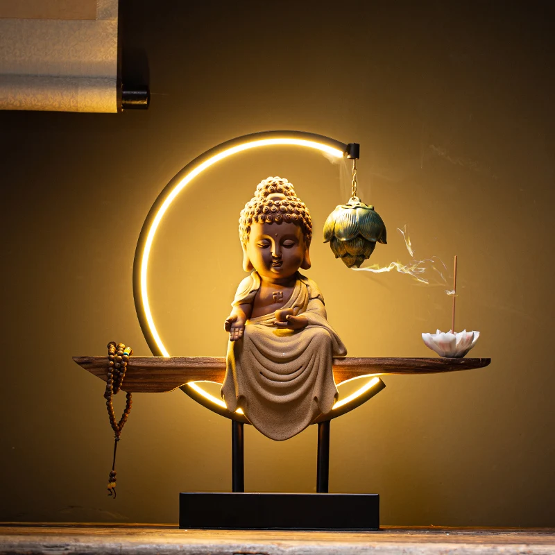 Modern Buddha Incense Burner Ceramic Waterfall Backflow Hanging Lotus Smoke Fountain Insensario Home Decor EF50XL | Дом и сад