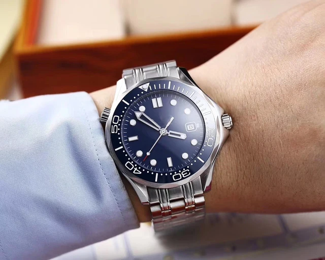

Classic New Men Automatic Mechanical Watch Blue Black James Bond 007 Ceramic Bezel Crystal Sapphire Sport Fashion