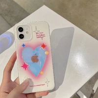 korean laser pink whtie love heart pattern phone case for iphone 7 8 puls x xr xs 11 12 pro max luxury brand soft back cover