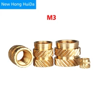 m3 brass nut hot melt thread inset heating molding double twill knurled injection embedment nut for printing 3d printer