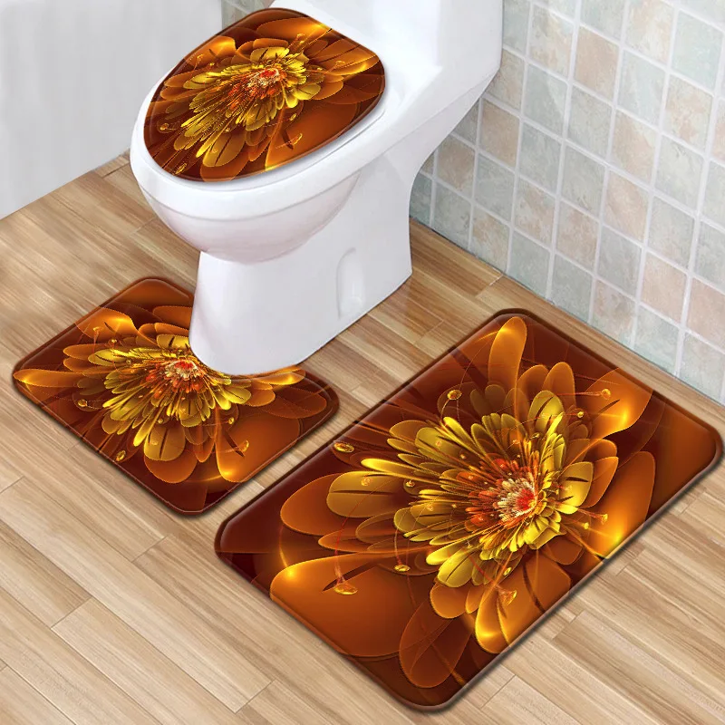 Прохладный Цветок ковры в форме животных санитарный fFloor коврик туалет 3 шт. кухня