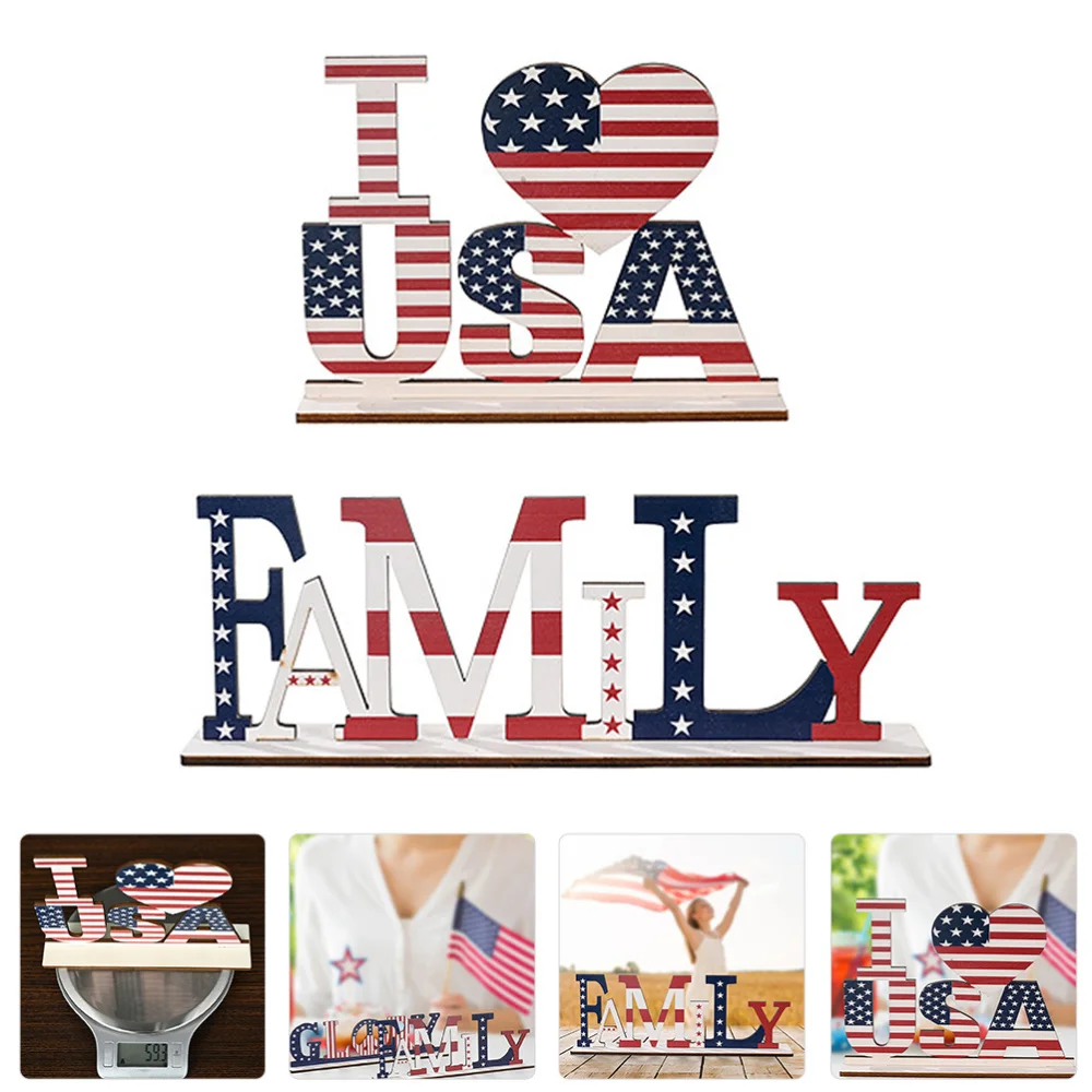 

2Pcs 4th of July Wooden Plaques Independence Day Party Decorations Wood Cutouts