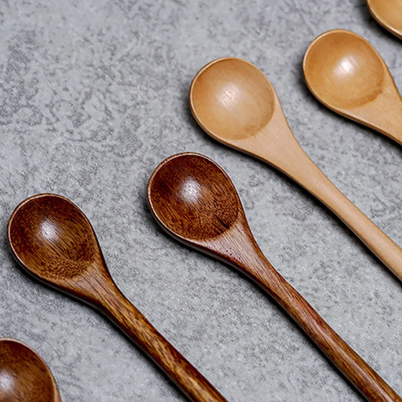 

Japanese-Style Long Handle Wooden Spoon Coffee Stirring Rod Tea Dessert Spoon Mixing Soup Spoon Tableware Kitchen Supplies