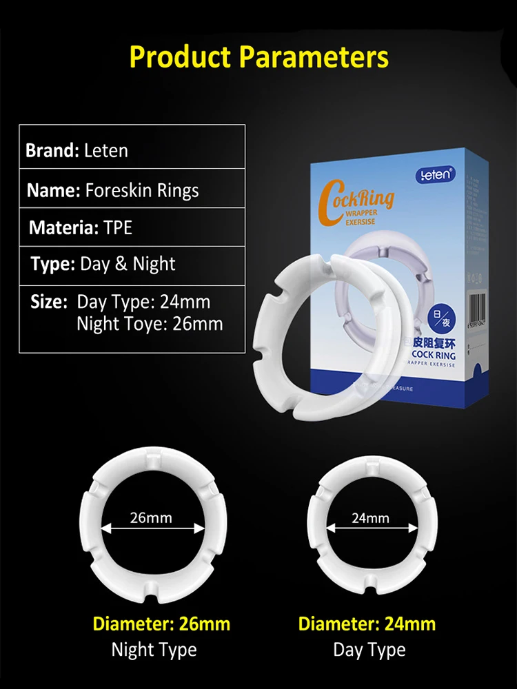 Leten дневной и ночной резистентный пенис кольцо Glans Time тренажер задержки пениса