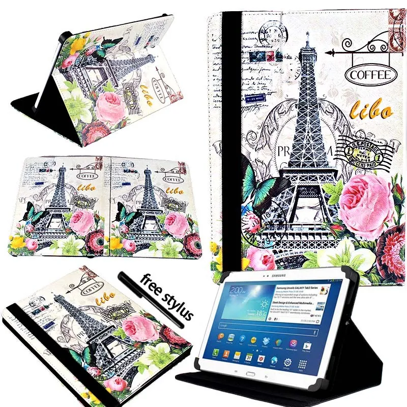 Flower KK&LL для samsung Galaxy Tab 3 10,1 p5200 GT-P5210 кожаный чехол-книжка для планшета+ Бесплатный стилус - Цвет: Flower