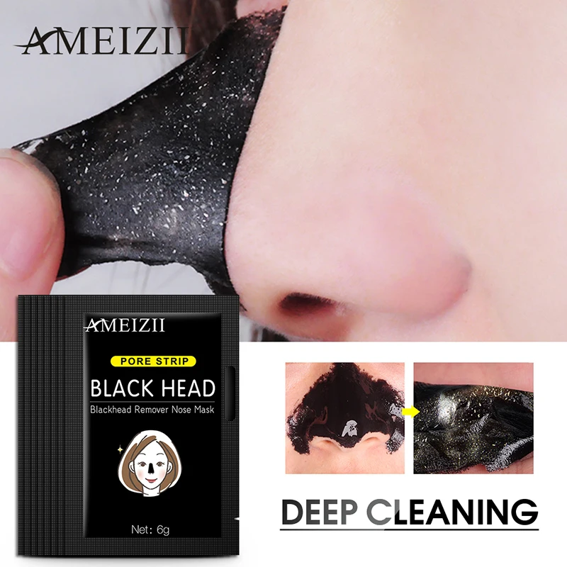 10PCS Bamboo Charcoal Blackhead Remove Facial Masks Deep Cleaning Purifying Peel Off Black Facail Face | Красота и здоровье