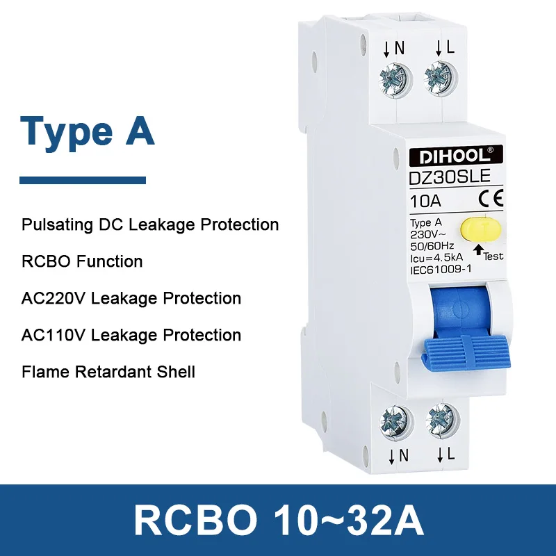 Новинка 18 мм AC230V RCD MCB RCBO RCCB тип A 1P + N ка автоматический выключатель остаточного