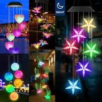 led solar wind chime crystal ball hummingbird wind chime light color changing waterproof hanging light fo home garden decoration