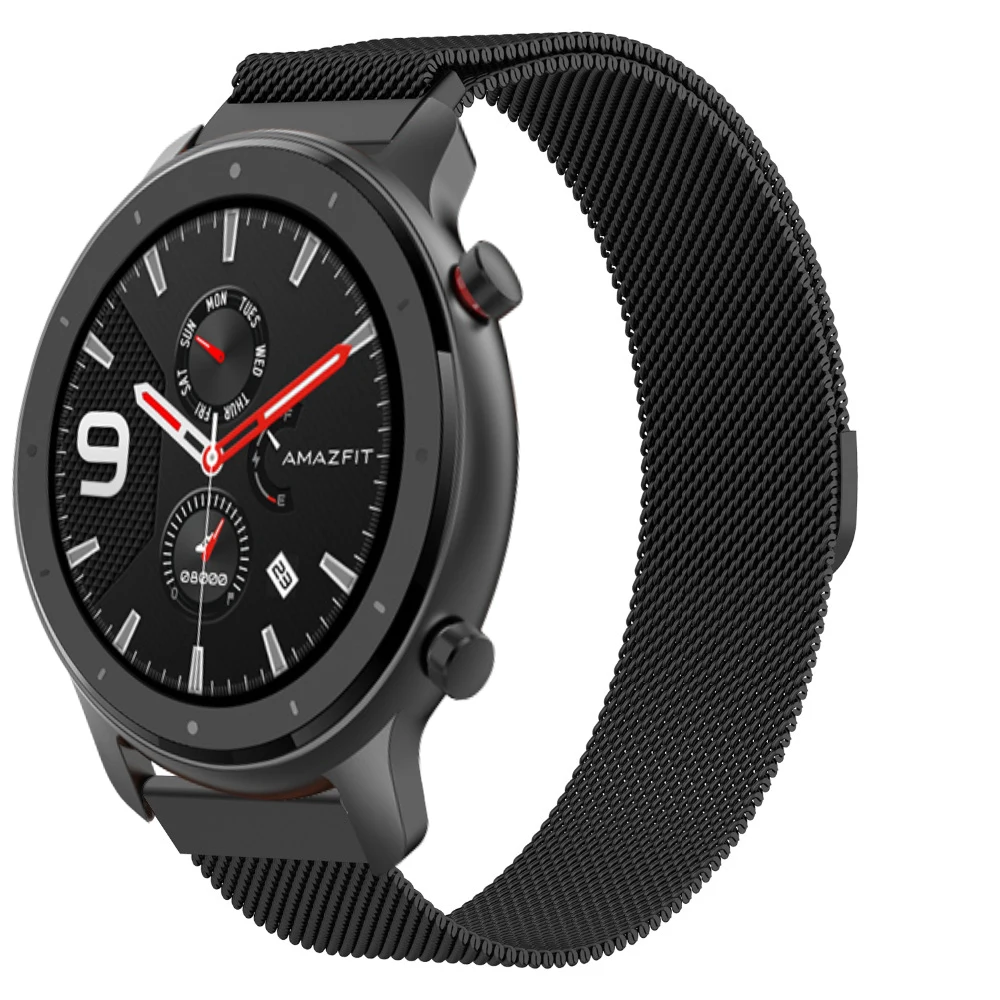 Huami Amazfit GTR 47 мм умный Браслет замена металла Милана из нержавеющей стали кожаный силиконовый холст ремешок для часов