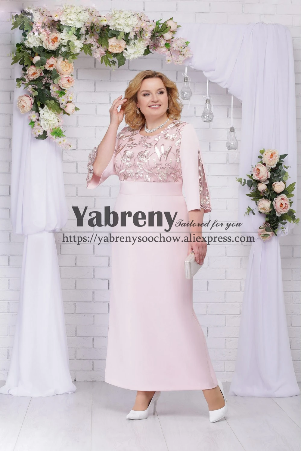 

Customized Plus size Mother of the Bride Long Dresses Pink